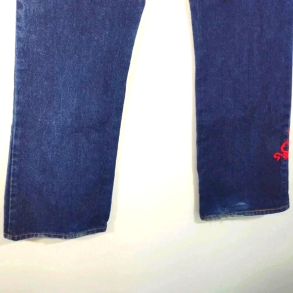 Vintage Express Jeans Y2K 99/00 Red Embroidery 100% Cotton Made in USA 9/10 - Picture 9 of 14